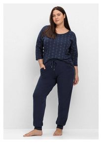 sheego Pyjama Große Größen (Set) Set aus 3/4-Arm-Shirt und Hose, blau