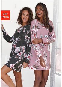 Vivance Dreams Sleepshirt mehrfarbig Gr. 32/34 für Damen. Rundhals und Allover-Druck. Basic. Nachhaltig.