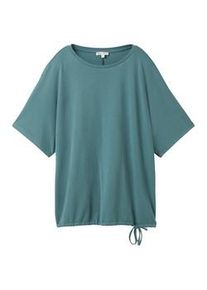 Tom Tailor Damen T-Shirt mit Rundhalsausschnitt, grün, Uni, Gr. S