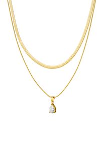 Paul Valentine Sleek Teardrop Necklace 14K Gold Plated