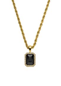Paul Valentine Pavé Emerald Black Necklace 14K Gold Plated