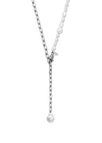 Paul Valentine Pearl & Chain Connection Necklace Silver