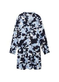 Tom Tailor Damen Kleid mit Livaeco by Birla CelluloseTM, blau, Blumenmuster, Gr. 36