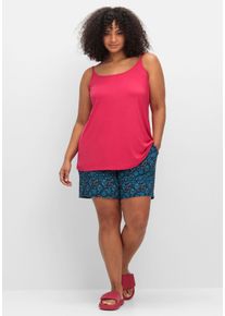 Große Größen Weite Jerseyshorts mit Smokbund und Alloverdruck Gr. 50 blau bedruckt von sheego für Damen