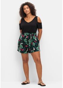 Große Größen Strandshorts mit Smokbund und Bindeband Gr. 60 schwarz von sheego für Damen