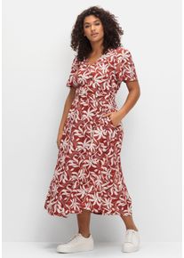 Große Größen Maxikleid mit Blumen-Alloverprint Gr. 42 rot geblümt von sheego für Damen
