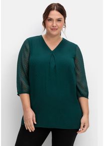 Große Größen Tunika mit Chiffon-Ärmeln und Kellerfalte Gr. 40 grün von sheego für Damen