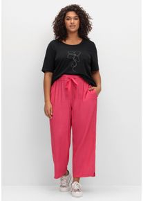 Große Größen Weite Hose mit Schlupfbund, knöchelfrei Gr. 46 pink von sheego für Damen