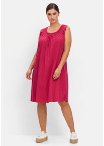 Große Größen Shirtkleid mit Smok-Einsatz, in A-Linie Gr. 54 pink von sheego für Damen
