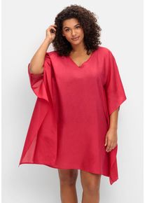 Große Größen Strandtunika im Poncho-Schnitt, leicht transparent Gr. 48/50 pink von sheego für Damen