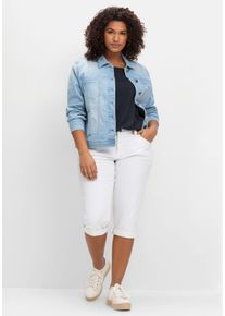 Große Größen Schmale Caprijeans mit Used-Effekten Gr. 58 weiß von sheego für Damen