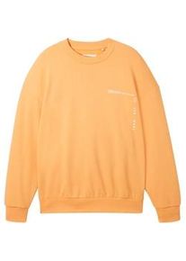 Tom Tailor DENIM Herren Relaxed Sweatshirt mit recyceltem Polyester, orange, Print, Gr. XL