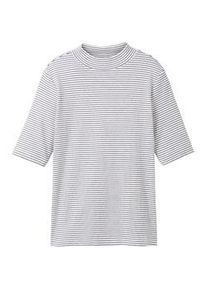 Tom Tailor Damen Gestreiftes T-Shirt, weiß, Streifenmuster, Gr. XL
