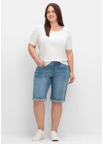 Große Größen Jeansbermudas im Used-Look Gr. 40 blau von sheego für Damen
