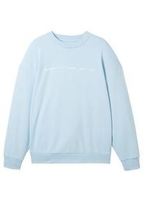 Tom Tailor DENIM Herren Relaxed Sweatshirt mit recyceltem Polyester, blau, Print, Gr. XL