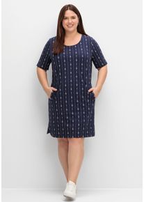 Große Größen Jerseykleid mit maritimem Print und Taschen Gr. 42 blau von sheego für Damen