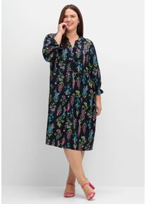 Große Größen Stufenkleid in Knielänge, mit Blumendruck Gr. 44 blau geblümt von sheego für Damen