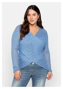 sheego by Joe Browns V-Ausschnitt-Pullover Große Größen im Crossover-Stil, leicht transparent, blau