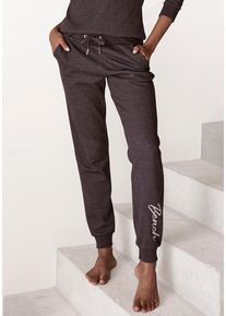 BENCH. LOUNGEWEAR Relaxhose grau Gr. 32/34 für Damen. Mit Logostickerei, Logoschriftzug, Bindeband. Basic. Nachhaltig.