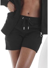 BENCH. LOUNGEWEAR Sweatshorts schwarz Gr. 32/34 für Damen. Mit Logostickerei. Bequem. Nachhaltig.