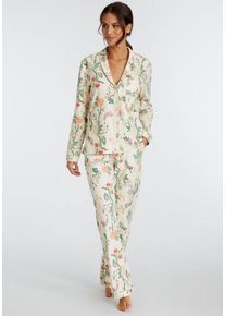 Lascana Pyjama (Set, 2 tlg) mit elegantem Blumenmuster, beige|bunt