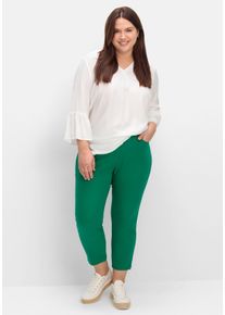 Große Größen Schmale 7/8-Jeans mit Dehnbund und Zipper am Saum Gr. 44 grün von sheego für Damen