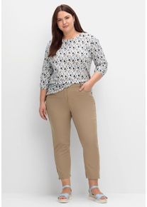 Große Größen Schmale 7/8-Jeans mit Dehnbund und Zipper am Saum Gr. 54 braun von sheego für Damen