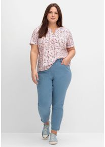 Große Größen Schmale 7/8-Jeans mit Dehnbund und Zipper am Saum Gr. 44 blau von sheego für Damen
