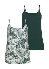 Lascana Spaghettitop 'mit Raffung am Ausschnitt' mehrfarbig Gr. 32/34 für Damen. Tiefer Rundhals und Print. Lässig Geschnitten. Nachhaltig.