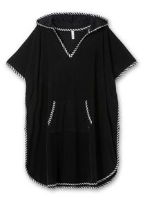 Große Größen Bade-Poncho mit Kapuze, aus Frottee Gr. 1 schwarz von sheego für Damen
