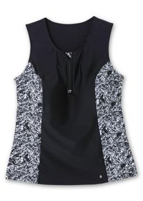 Große Größen Tankini-Top mit Zipper und Kontrasteinsatz Gr. 50E schwarz von sheego für Damen