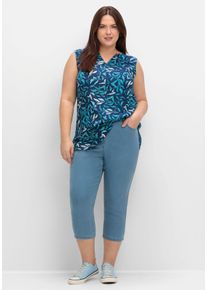 Große Größen 3/4-Jeans mit Zierschnürung hinten am Saum Gr. 56 blau von sheego für Damen