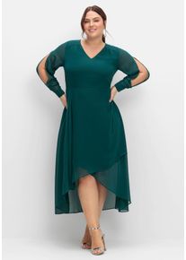 Große Größen Chiffonkleid mit Cut-outs und Schmucksteinen Gr. 42 grün von sheego für Damen
