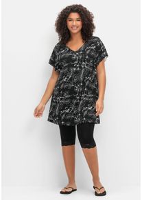 Große Größen Set aus floralem Jerseyshirt und 3/4-Leggings Gr. 60 schwarz geblümt von sheego für Damen
