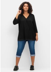 Große Größen Schmale 7/8-Jeans mit Kontrasttape innen am Saum Gr. 40 blau von sheego für Damen