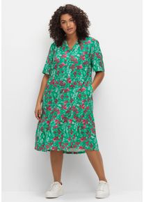 Große Größen Kleid mit floralem Alloverprint und Seitentaschen Gr. 54 grün geblümt von sheego für Damen