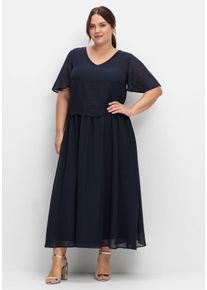 Große Größen Chiffonkleid im Lagenlook, mit Schmucksteinen Gr. 48 blau von sheego für Damen