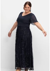 Große Größen Abendkleid mit Stickerei und Pailletten am Rock Gr. 48 blau von sheego für Damen