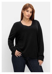 sheego V-Ausschnitt-Pullover Große Größen mit V-Ausschnitt, in Petite Passform, schwarz