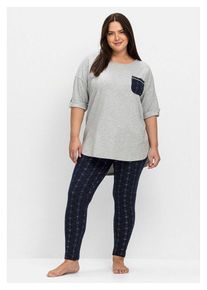 sheego Pyjama Große Größen (Set) Set aus Shirt und Leggings, blau|grau