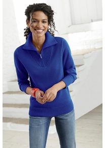 Casual Looks Damen Troyer "Pullover", blau, Gr. 36, meliert, unifarben, 50% Baumwolle, 50% Polyacryl, Pullover