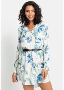 Lascana Longbluse beige Gr. 34 für Damen. Mit tiefer V-Ausschnitt. Figurumspielend. Nachhaltig.
