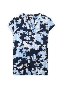 Tom Tailor Damen Plus - Bluse mit LENZING(TM) ECOVERO(TM), blau, Blumenmuster, Gr. 44
