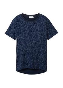 Tom Tailor DENIM Damen T-Shirt mit Bio-Baumwolle, blau, Muster, Gr. M