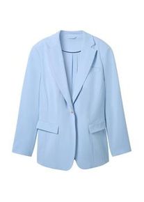 Tom Tailor Damen Plus - Blazer mit recyceltem Polyester, blau, Uni, Gr. 44