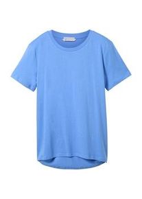 Tom Tailor DENIM Damen T-Shirt mit Bio-Baumwolle, blau, Uni, Gr. M