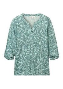 Tom Tailor Damen Plus - Bluse mit Allover Print, grün, Allover Print, Gr. 46
