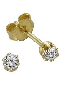 Paar Ohrstecker Vivance "333 Gold Zirkonia weiß 2,75mm" Ohrringe Gr. ONE-SIZE, Gold, gelb (gelb, weiß) Damen Ohrstecker Ohrschmuck