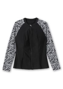 Große Größen Badeshirt mit langen Ärmeln und Reißverschluss Gr. 40F schwarz von sheego für Damen