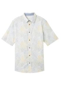 Tom Tailor Herren Kurzarmhemd mit Print, weiß, Palmenprint, Gr. XL